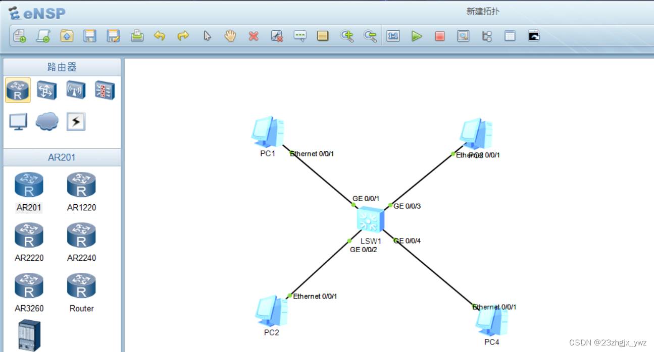 华为eNSP 实验：划分VLAN