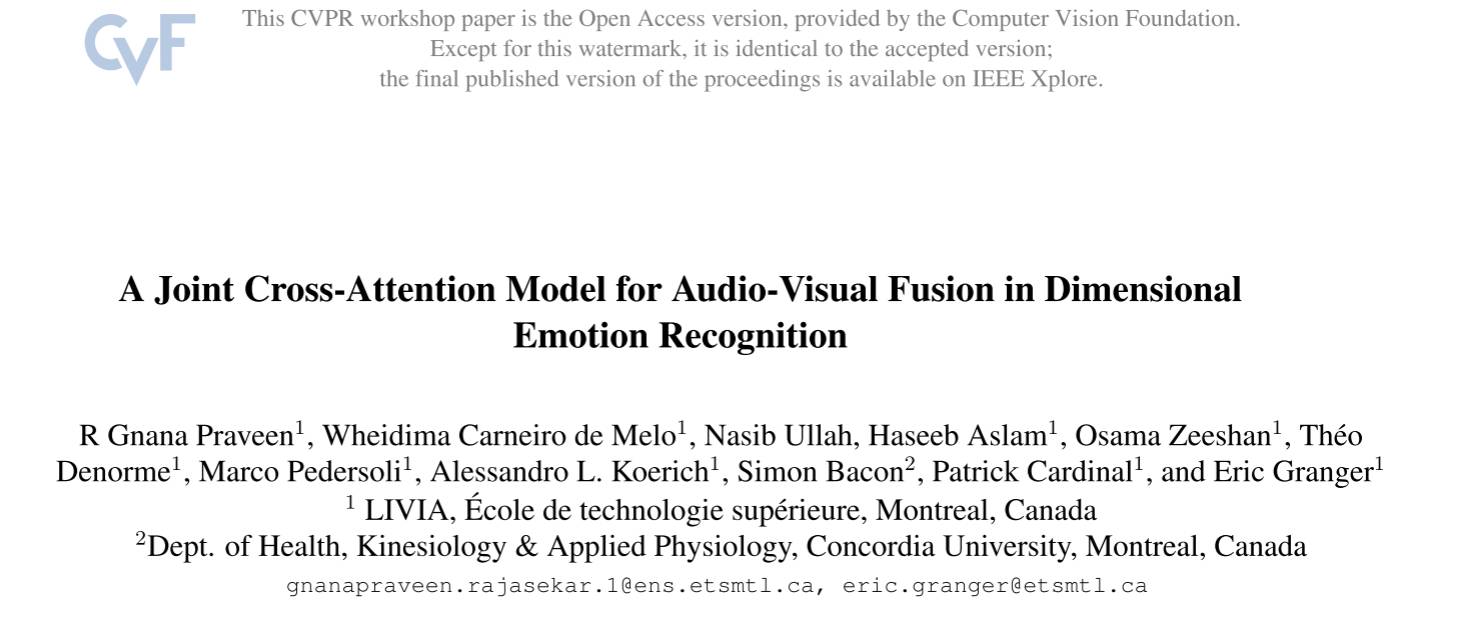 【多模态特征融合】A Joint Cross-Attention Model for Audio-Visual Fusion in Dimensional Emotion Recognition